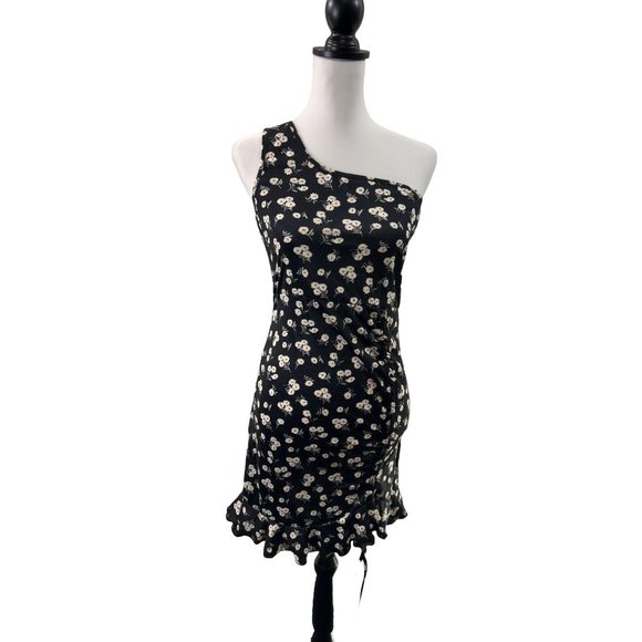 SHEIN Dresses & Skirts - Shein One Shoulder Floral Print Drawstring Dress EUC Women's Size S